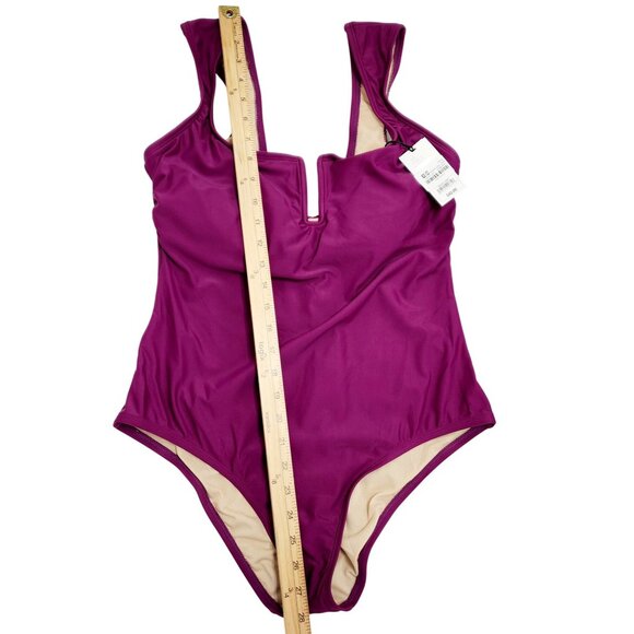Shade & Shore Purple One-Piece Swimsuit Keyhole Neckline Size L Coverage - Picture 7 of 8